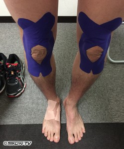 毎回膝にはテーピングをしますが、今回は右足裏もテーピング